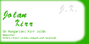 jolan kirr business card